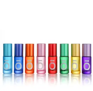matte colorful painting roller 5ml 7ml 10ml water glass bottle airless roller stainless steel ball cover massage body perfume