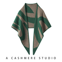 Châle triangulaire en jacquard géométrique abstrait 100 % cachemire, poncho d'hiver tricoté épais, exportateur B2B OEM