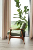 Fauteuil en bois Scandianavia Vintage Green Sage Boucle Lounge Chair Mid Century Design Fauteuil en bois avec pieds tournés