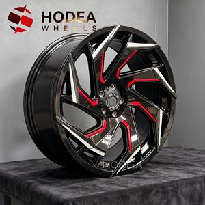 Rines Forjados Monobloque de 18-24 Pulgadas en Negro Brillante con Detalles Rojos, Diseño de Rayos Agresivos para <span class=keywords><strong>BMW</strong></span>/Tesla/Ford - Product Image 2