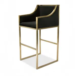 Modern Bar Chairs Counter Height Chair Nordic Restaurant Dine Furniture Velvet Stools Bar Gold Metal Chairs Kitchen Luxury