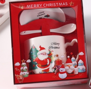 Tazas de Regalo de Vidrio Clásicas de 330 ml con <span class=keywords><strong>Diseño</strong></span> Navideño y Cucharas de Cerámica para la Vuelta al Cole al por Mayor - Product Image 5