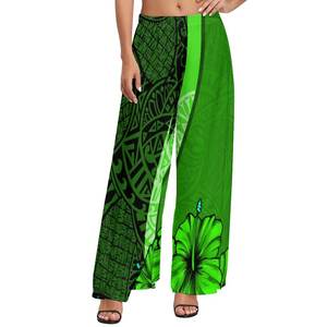 Nuovo Design personalizzato donna elastico in vita Casual pantaloni Palazzo larghi stampa Tapa polinesiano Plus Size donna pantaloni lunghi a gamba larga - Product Image 2