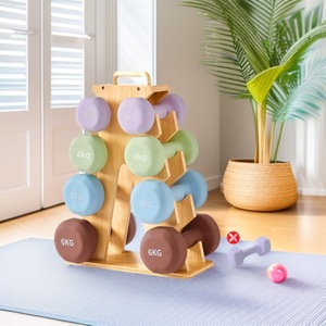 Support de rangement pour haltères en bois à 4 niveaux pour salle de sport à domicile ou salon - Product Image 2