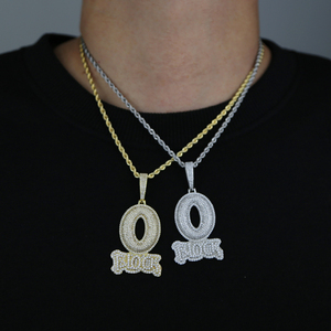 Collier avec pendentif <span class=keywords><strong>lettre</strong></span> <span class=keywords><strong>O</strong></span> bloc glacé pour homme, bijou Hip Hop <span class=keywords><strong>en</strong></span> zircone cubique 5A - Product Image 4