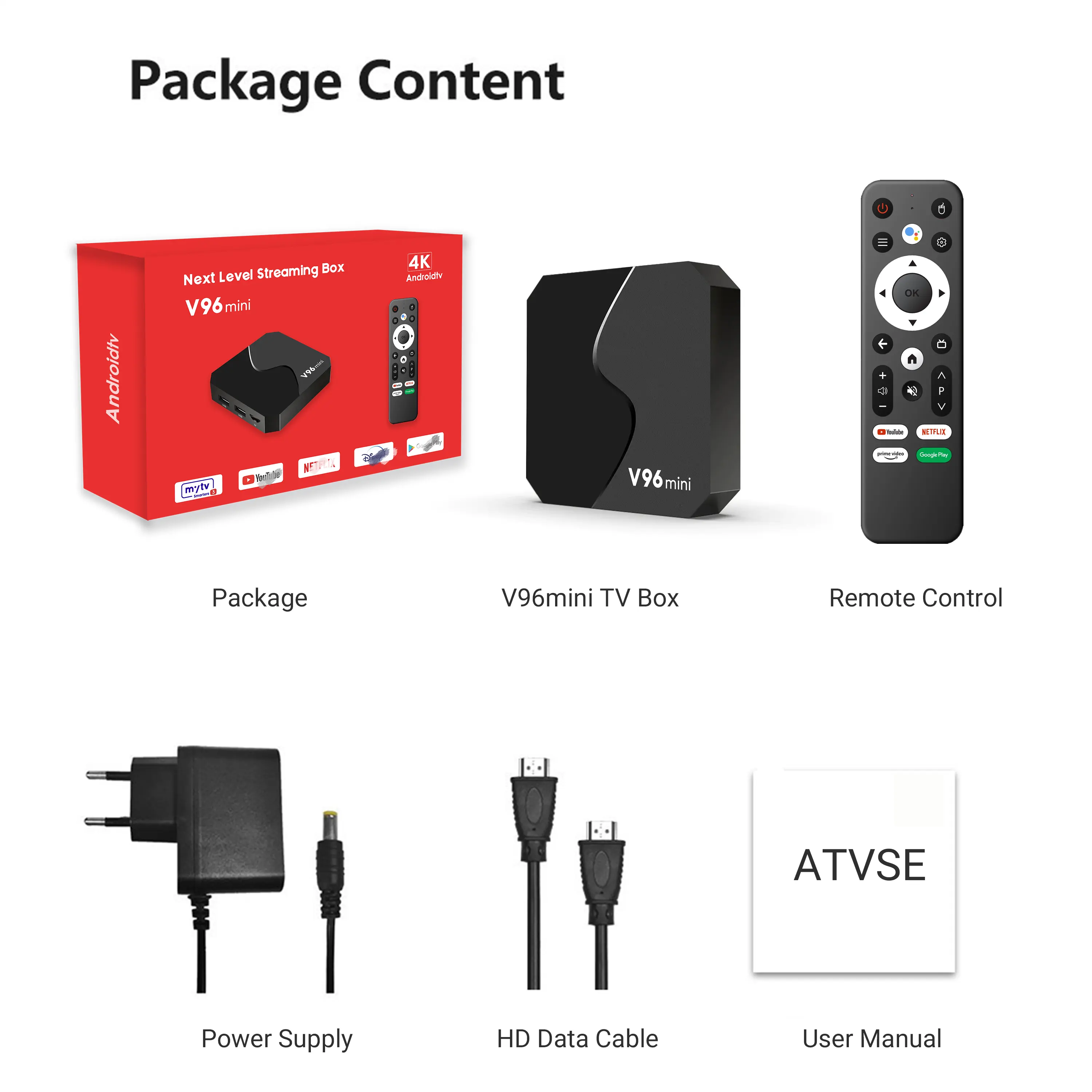 Android TV Box V96 mini Bluetooth telecomando vocale IP-TV App 4K HDR Smart Set-top Box