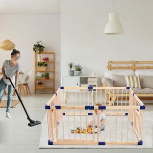 Parc en bois massif Clôture pour bébé Aire de jeu avec portail Cour de jeu robuste pour bébés et tout-petits - Product Image 2