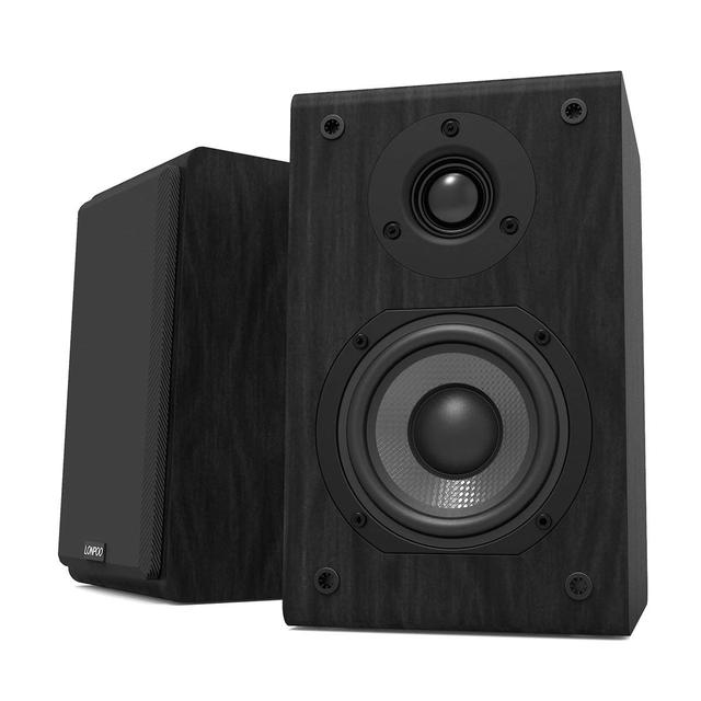2025 Wooden Home Bookshelf Cabinet Speaker 2.0 Channel Built-in Microphone Remote Control 75W 4inch Carbon Fiber Woofer