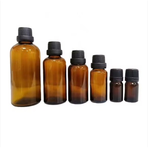 Amber glass cosmetic <b>bottles</b> Cylinder screw cap container Cosmetic storage glass jars Amber screw top <b>bottles</b> - Product Image 5