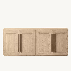 Buffet/Credenza 4 portes en bois shaker anthracite moderne et élégant avec poignées noires pour salon et salle à manger, personnalisable OEM - Product Image 6