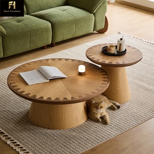 Mesa de Centro Redonda Creativa de Diseño Italiano, Mesa de Centro de Madera Retro Maillard para Sala de Estar - Product Image 2