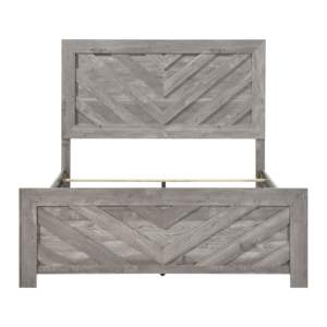 Contemporary <b>Rustic</b> Gray Queen Size Panel <b>Bed</b> with Mattress in a Box by DB, Wooden Bedroom Furniture, Fabric Cover, Polyester Ma - Product Image 3