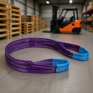 Eslingas Planas de Poliéster Fervi con Extremos Azules y Morados, 2m de Longitud, para Uso con Transpaleta - Product Image 3