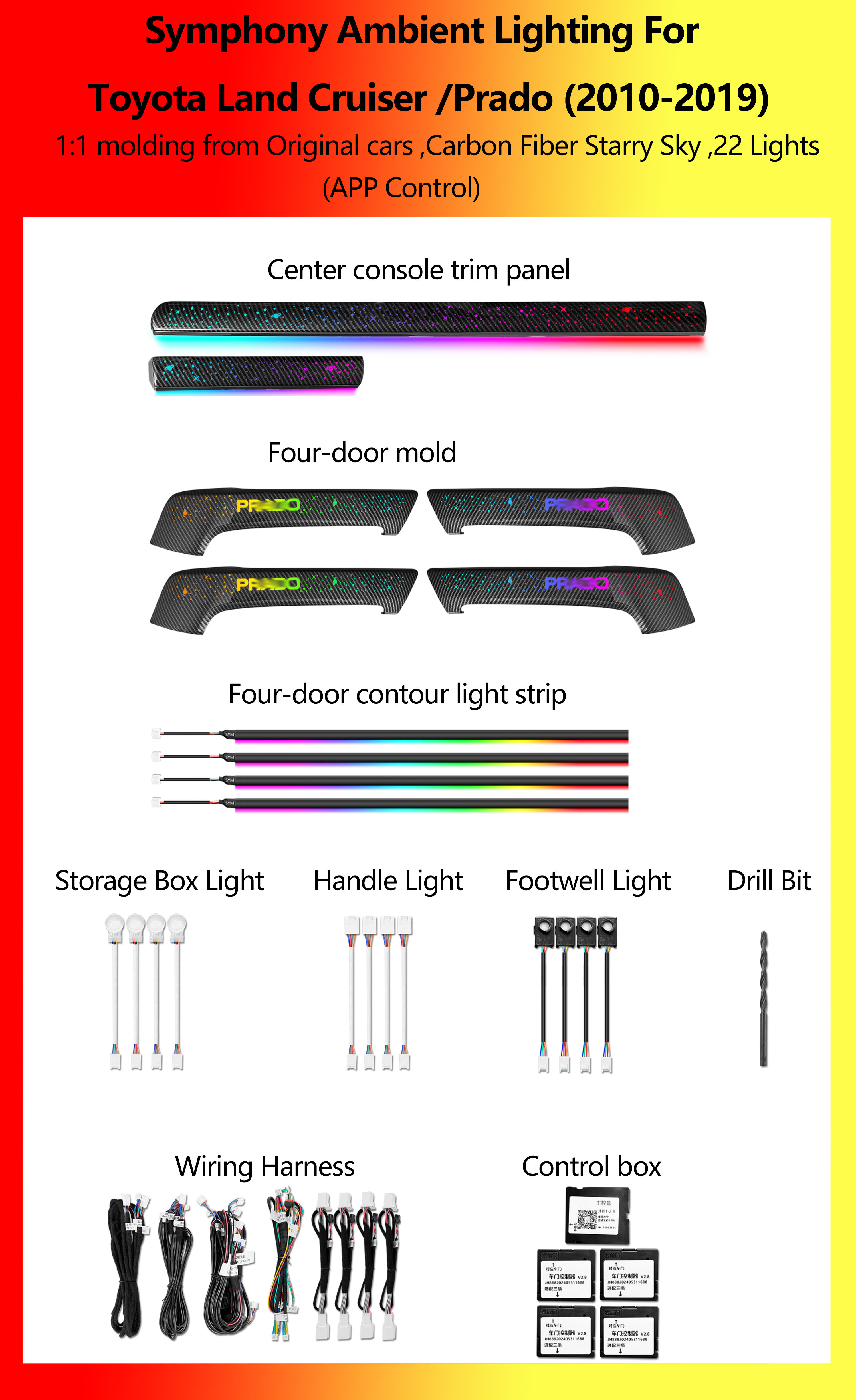Toyota LC /Prado Carbon Fiber Starry Sky Symphony 22 Lights