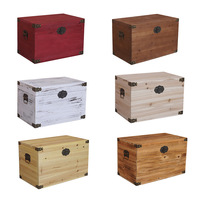 WanuoCraft Coffre en bois rustique fait main sur mesure Grand coffre au trésor en bois de pin rétro Boîte de rangement avec couvercle à charnières et fermoir frontal