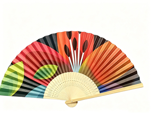 Abanico Plegable de Bambú de 21 cm, Portátil, de Papel Artesanal, Recuerdo de Boda, con Caja de Papel Personalizable, Diseño de Arte Folclórico, Regalo Promocional - Product Image 3