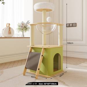 Besar satu hewan peliharaan-mendaki dalam ruangan/luar ruangan Multi-Level kayu kucing Treehouse sarang kucing nyaman tempat berdiri pertukangan konstruksi - Product Image 6
