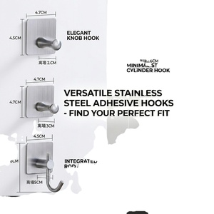 Gancho Adhesivo de Acero Inoxidable, Gancho Minimalista Autoadhesivo para Colgar Abrigos, Gancho Individual de Metal para Montar en la Pared, Sin Perforaciones - Product Image 1