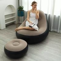 Canapé-lit gonflable moderne en velours floqué pour l'extérieur, chaise longue pliable avec repose-pieds et pompe, multicolore, pour le camping