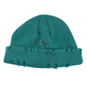 ALLCH con Logo personalizzato immagine moda Streetwear berretto reversibile in maglia acrilica Slouchy rissed cappello con risvolto e spille da balia Unisex - Product Image 4