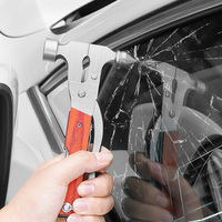 Marteau de sécurité multifonctionnel, outil combiné 4-en-1 pour briser les vitres de voiture, marteau d'évacuation d'urgence pour véhicules