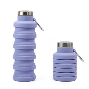 Botellas de agua plegables de silicona, reutilizables, sin Bpa, para viaje, gimnasio, a prueba de fugas, deportivas