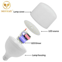 Ampoule LED SMD de haute qualité à bas prix, culot E27/B22, 20W-60W, certifiée RoHS, lumière chaude 3000K pour la maison et le bureau