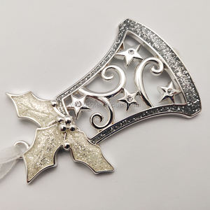 Holly yaprak ve Berry dekoratif noel süs ile çinko alaşım yenilik gümüş Metal Bell Bell - Product Image 4