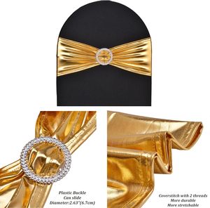 Fundas Elásticas Doradas para Sillas con Hebilla para Navidad, Bodas, Fiestas, Banquetes, Celebraciones, Baby Showers y Eventos - Product Image 4