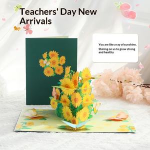 Tarjeta de Felicitación 3D Hecha a Mano para el Día del Maestro, Adornos de Papel Tallado, Tarjeta con Ramo para Enviar a los Maestros - Product Image 5