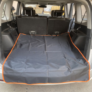 Tapis de coffre de voiture pour animaux de compagnie, imperméable, noir avec garniture orange, taille rectangulaire 110x140, pour chiens et chats, protection des sièges arrière - Product Image 4