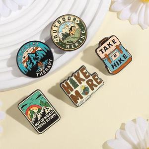 Hiking Enamel <b>Pins</b> Outdoor Adventure Metal Brooches custom design enamel <b>hat</b> <b>pins</b> - Product Image 3