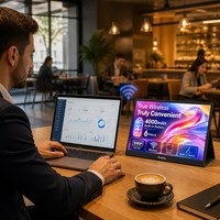Monitor Portátil R&E de 15.6 Pulgadas, Inalámbrico, con Batería Integrada de 4000 mAh, Full HD 1080P, USB-C, HDMI, Segundo Monitor Externo, Pantalla para Juegos