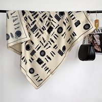 Écharpe de cou audacieuse de créateur avec motifs décoratifs - Foulard élégant effet soie avec motifs de sac à main