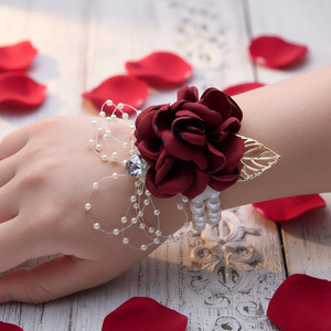 AM-WDA01 Ammy – Corsage <span class=keywords><strong>de</strong></span> poignet en roses avec strass et bracelet élastique pour mariage, bal <span class=keywords><strong>de</strong></span> promo et remise <span class=keywords><strong>de</strong></span> diplôme - Product Image 3