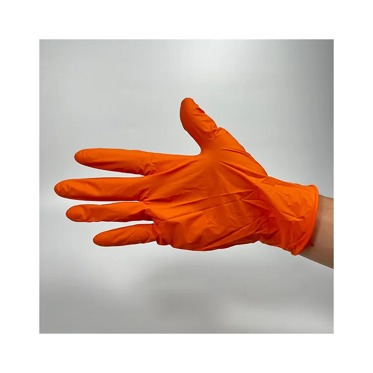 パウダーフリーニトリル手袋オレンジ色指テクスチャ工場直接サプライヤー