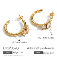Aretes de Zirconia Modernos SUMMLY, Chapados en Oro de 18k, Acero Inoxidable, Resistentes al Agua, Apilables, con Diseño de Estrella, Joyería de Moda