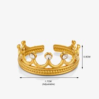 Bague ouverte en acier inoxydable avec zircon, style cour royal, couleur or, haut de gamme, de la marque Esign-sense