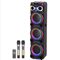 Speaker Audio Plastik Nirkabel Portabel Berkualitas Tinggi dengan Mic Terintegrasi Super Bass 100-300W untuk Pesta di Luar Ruangan dan Rumah Suara Stereo