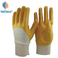 NMSHIELD Interlock NBR Glove Heavy Duty Waterproof Anti-Oil Nitrile Construction Hand Glove XL Custom Safety EN388 Certified