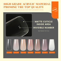 Tip Kuku Bentuk Coffin Ombre Tebal Full Cover 280pcs/Box Kuku Artificial Gradasi untuk Salon