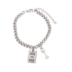 Pulsera de Cadena para Hombre, Plata Tibetana, Etiqueta 'Me Vs Me', Estilo Hip Hop, Joyería de Regalo - Product Image 5