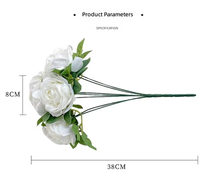 Grosir Pabrik 38cm 7 Tangkai Mawar Berlapis Putih Desain Floral Gaya Instagram Buket Mawar Sutra Artifisial Modern Minimalis