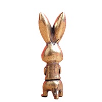 1 pièce Lapin du Zodiaque à longues oreilles en laiton, style rétro, objet décoratif massif, figurine de bureau, ornement artisanal