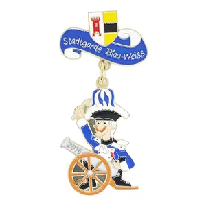 Stadtgarde Blau Weiss personnalisé allemagne conception dessin animé métal lanière chapeau épinglette Logo personnalisé avec casquette de la marine royale émail Badge