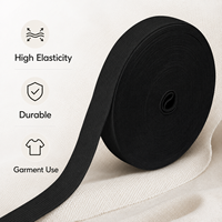 Sangle élastique tissée noire résistante, performance d'étirement stable pour la confection de vêtements, la couture et les accessoires textiles