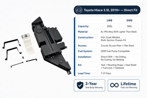 Tanque de Combustible de 200L de Capacidad Extra para <span class=keywords><strong>Toyota</strong></span> HiAce, Enfriado, de Al-Mg, Ajuste OEM Atornillable, Kit de Expedición de Larga Distancia para Furgoneta Comercial Wilderness - Product Image 4