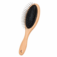 Peigne de toilettage pour animaux YAOYUE, manche ergonomique en bois de hêtre, peigne à picots en acier inoxydable pour chien et chat, pour la perte de poils et le démêlage