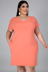 2XL-6XL estate nuovo arrivo <span class=keywords><strong>abbigliamento</strong></span> donna <span class=keywords><strong>Casual</strong></span> Plus Size abito tinta unita fornitore di <span class=keywords><strong>abbigliamento</strong></span> donna abito T Shirt abiti - Product Image 2