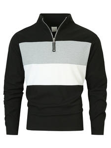 Polo à manches longues <span class=keywords><strong>zippé</strong></span> pour homme, couleur contrastée, tricot tendance, polo décontracté pour homme de haute qualité - Product Image 2